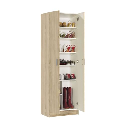 HABITMOBEL Armario Pasillo Recibidor 2 Puertas Dividido en 8 Espacios para Mejor organización 180 cm Alto x 59 cm Largo x 37cm
