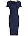 MUXXN Lady's Sailor Collar Retro 50's Style Wedding Guest Bodycon Dress (L Blue)