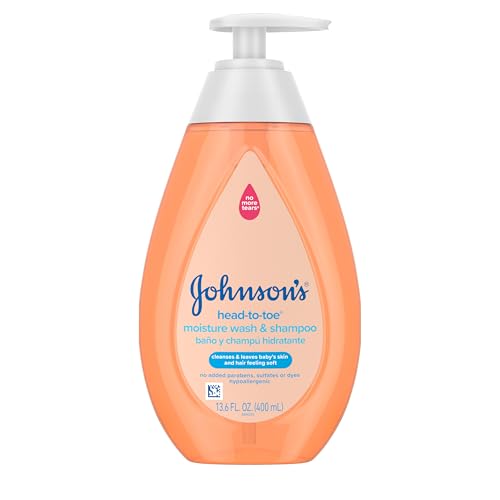 Johnson's Baby Head-To-Toe Wash & Shampoo, Tear-Free, Moisturizing Body Wash, Newborn Essentials, Baby Wash and Shampoo, No added Parabens, Sulfates...