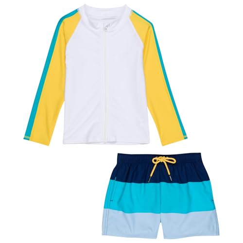 Image of SwimZip Boys' Long Sleeve Rash Guard & Swim Shorts Set - UPF 50+ Sun Protection