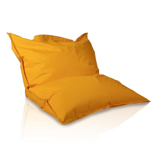 Bepouf - Pouf a Sacco, Cuscino Morbido in Poliestere con Imbottitura in Palline di Polistirolo, Poltrona a Sacco Adatta per Camera, Salotto e Esterni - Dimensione Piccola 140x100, Colore Giallo