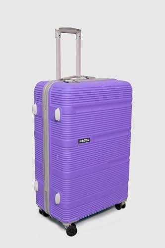 Image of ABS Hard Suitcase 66 CM Check in Luggage, Trolley Bag with Smooth 8 Wheel System Combination Lock and Strong Zipper | Carry On Travel Case for Air, Road and Weekend Trips | Purple