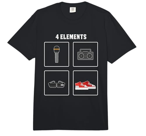 4 Elements of Hip Hop Rap Rapper Music Break Dance DJ Gift Comfort Colors Adult Heavyweight T-Shirt