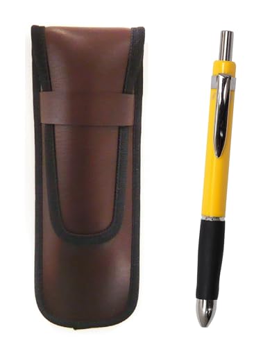 スリム合皮ペンケース茶 トライアングル3メカラバーセット 黄 2個パック T23-KBSC-TR3M-Y-2