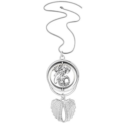 Collier dragon chinois pendentif ailes d'ange bijou fantastique gothique