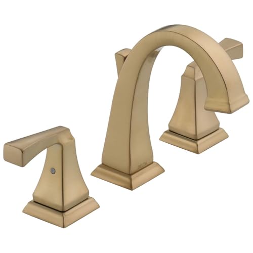 Delta Dryden Brushed Gold Bathroom Faucet 3 Hole 8 Inch Widespread Bathroom Sink Faucet for Vanity Metal Push-Pop Drain Assembly Champagne Bronze 3551-CZMPU-DST