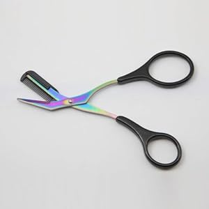 Black Eyebrow Comb Scissors,Titanium Grooming Trimmer Makeup Tools Stainless Steel Eyelash Hair Clips Shaping Razor Hair Scissors Trimmer Eyebrow Grooming Scissors Tools and Accessories