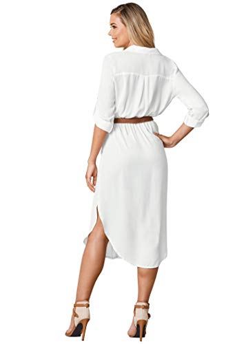 Buy Venus Belted midi Shirt Dress - Bright White - XS at Amazon.in