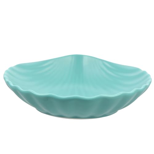 RUNROTOO Plato de Cerámica para Desayuno con Diseño de Esmaltado Mate Azul Claro Multiusos para Ensaladas Snacks y Frutas para Exhibición y Decoración Hogar