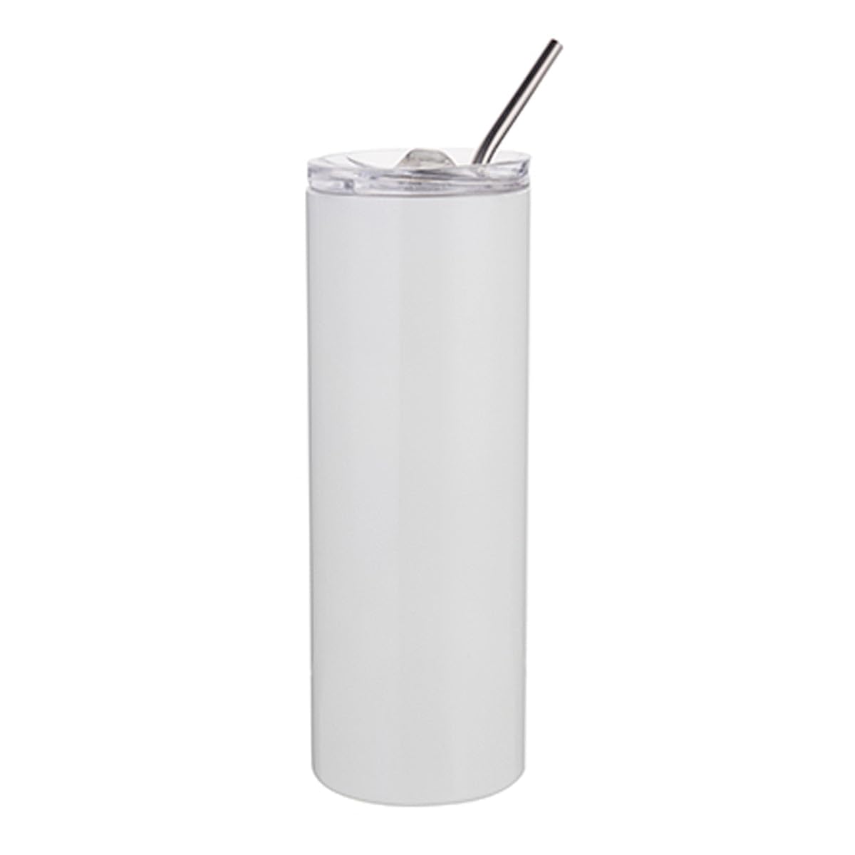 Sublimation Water Bottles - Slim Stainless Steel - WHITE - 600ml Tumbler with Straw