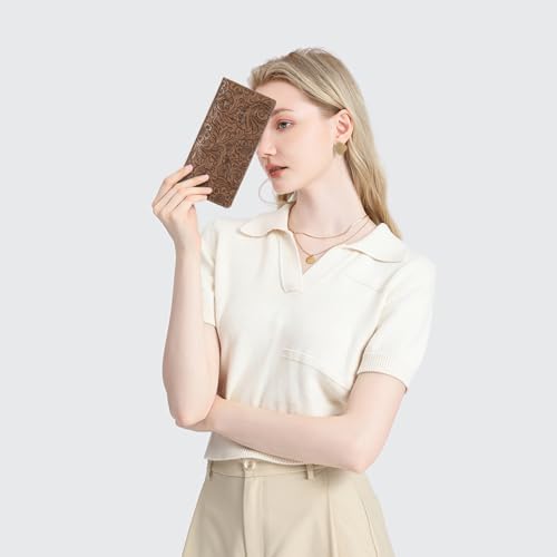 Image of GOIACII Leather Women Wallet RFID Slim Wallets for Women Thin Ladies Credit Card Holder Bifold Billfold with 11 Card Slots & ID Window