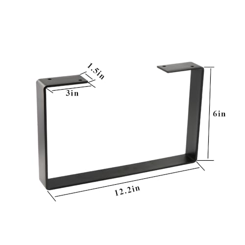 Osring 6 Inch Coffee Table Legs U-Shaped, 2pcs Solid Steel Table Legs for Furniture, TV Stand and Bench, Black - Thumbnail 2