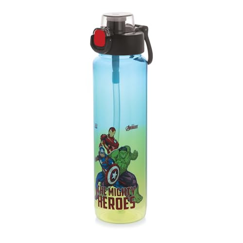 Image of SKi Homeware Speed Sipper Bottle 900 ML, with push-button cap, a pop-up straw & a handle | Dual colour ombre effect | Leakproof & Light Weight | For Teens and Kids | Character Merchandise- Avengers