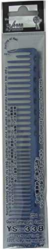 YS Park 338 Long and Round Tooth Quick Cutting Grip Comb - Blue