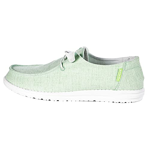 Image of HEYDUDE Women's Wendy Linen Summer Green Size 11 | Women's Shoes | Women's Lace Up Loafers | Comfortable & Light-Weight