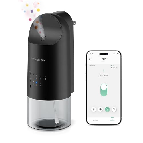 Airversa Smart Waterless Diffuser Plug in Wall for Essential Oils 160mL App Control Scent Diffuser with Buttons Up to 800 sq ft Oil Diffuser for Home Room Spa Office Studio ANP Black