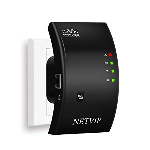 NETVIP WiFi Repetidor Red WiFi Amplificador 300Mbps/2.4GHz,Señal WiFi Extensor con Puerto Ethernet,Fácil de configurar Compatible con Enrutador Inalámbrico,con Repetidor, Ap Modo