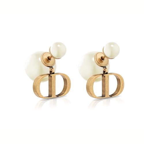 Personalized Initial Pearl Stud Earrings,Hypoallergenic 925 Silver Alphabet Jewelry for Women Elegant and Luxurious Fashion Gift