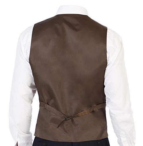 Gioberti Men's 5 Button Slim Fit Formal Herringbone Tweed Suit Vest, Light Brown Herringbone, Size Xx-Large #TOP4