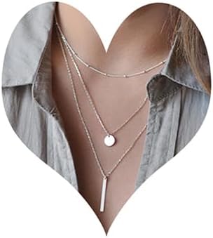 JWICOS Collar de cadena larga multicapa de oro simple para mujeres y niñas, colgante de barra minimalista, collar largo vertical Lariat