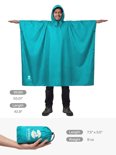 Image of SaphiRose Hooded Rain Poncho Waterproof Raincoat Jacket for Men Women Adults