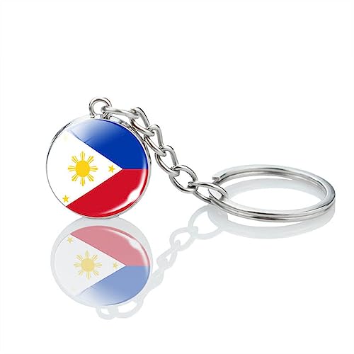 Boule De Verre 3D Philippines Drapeau National Italien Porte-Clés - Asia Philippines National Pride Porte-Clés Accessoires Pour Hommes Femmes Porte-Clés Cadeau,Comme Le Montre,Longueur Totale : 8 C