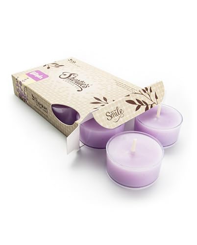 Pure English Lavender Premium Tealight Candles - Highly Scented with Essential & Natural Oils - 6 Purple Tea Lights - Beautiful Candlelight - Made in the USA - Flower & Floral Collection