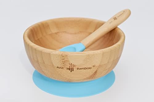 Just Bamboo ® Baby and Toddler Suction Bowl Set for Feeding and Weaning | Outstanding Suction | Bamboo Bowls With Matching Spoon Set From 6 Months