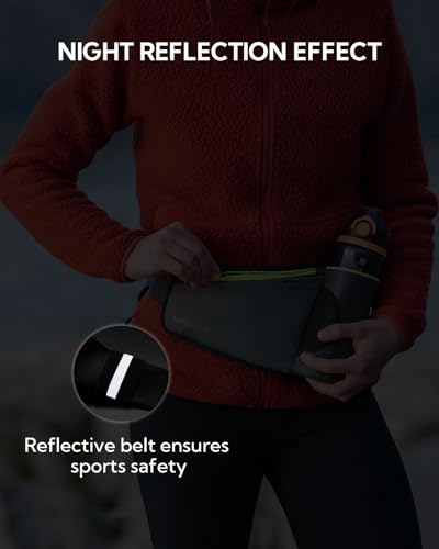 WATERFLY Laufgürtel mit Trinkflaschenhalterung Hüfttasche: Lauf Gürteltasche Bauchtasche mit Flaschenhalter Lauftasche für Handy Sport Joggen Klein Damen Herren Bauchbeutel Sportlich Laufen Laufgurt