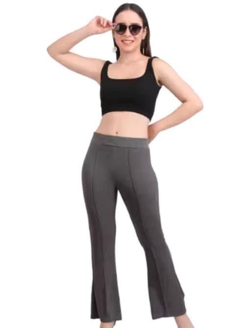 Image of Modern Women Stylish Straight Fit Casual Office Trousers for Daily Comfort and Elegant Look Grey M