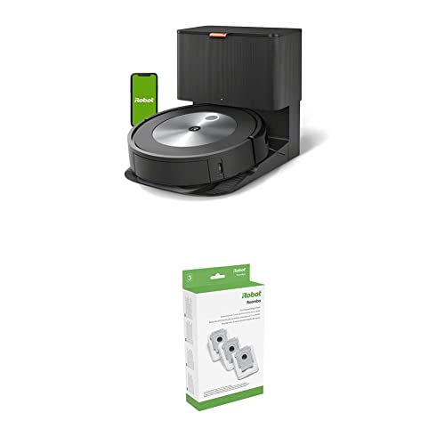 iRobot Roomba j7+ 7550 Self-Emptying Robot Vacuum + Authentic Replacement Parts- Automatic Dirt Disposal Bags, 3 Pc, White + Authentic Replacement Parts- Roomba e, i & j Series Replenishment Kit-Green