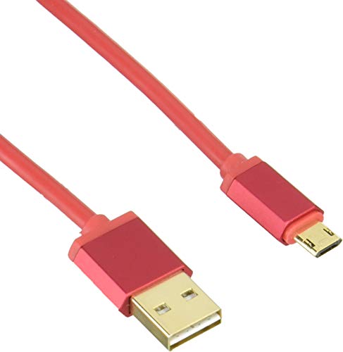 グリーンハウス microUSB充電ケーブル 両面 1m レッド GH-UCSMBWA1-RD