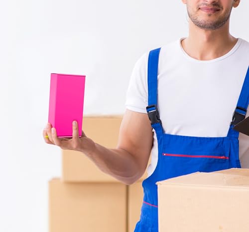 Image of 50 Pack 4 inchx8 inchx2 inch Shipping Boxes, Corrugated Cardboard Small Box Mailer, Shipping Boxes for Small Business for Gift Packing- TONESPAC (4 inchx8 inchx2 inch, Hot-Pink)