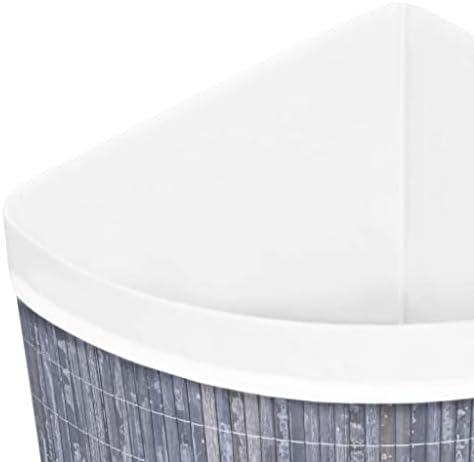 vidaXL Bamboo Corner Laundry Basket Collapsible Home Garden Washing Clothes Bag with Lid Laundry Hamper Storage Bin Organiser Rack Grey 60L