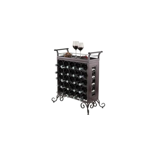 Soporte para 25 botellas de vino metal y madera miniatura 3