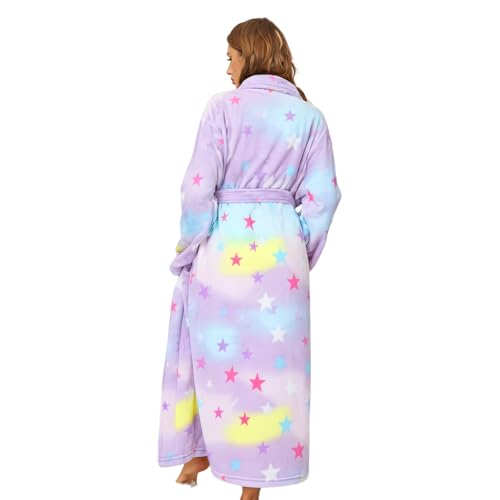 Image of RONGTAI Womens Bathrobe Ladies Fleece Plush Warm Long Robes Fleece Nightgown Sleepwear