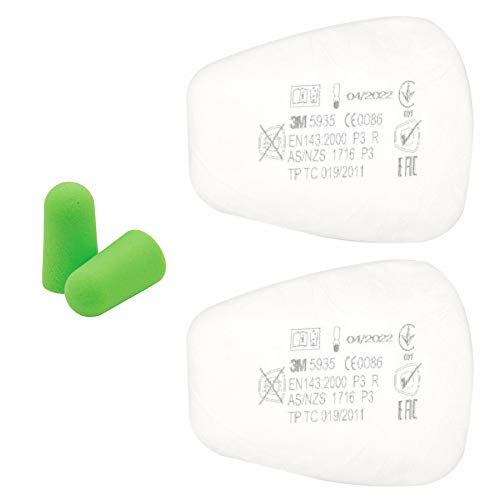 3M Filtre Anti poussière 5935 P3 R Filtres Particule pour   Serie 6000 7000 (2 pièces / 1 Paire) - et Bouchons d'oreilles SmartProduct