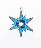 Moravian Star Stained Glass - SUNCATCHER Colorful Window Hanging Decorations Home Decor Gift Ornaments Charm - Collectible Glass - Souvenir, Valentine's Day Gift - Unique Window Decor, Silver