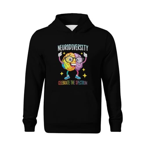 Kids Neurodiversity Brain Autism Awareness Retro Boys Girls Lightweight Kangaroo Pocket Hoodies2