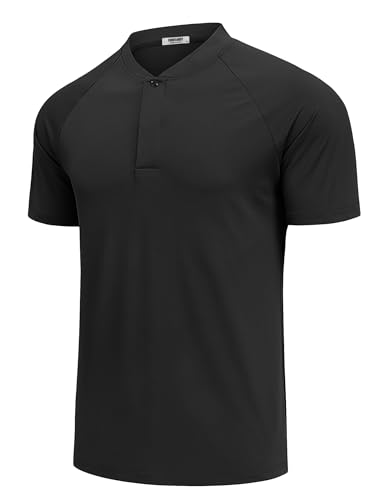 COOFANDY Mens Golf Polo Shirts Short Sleeve Performance Polo Shirts Athletic Collarless Tennis T-Shirt