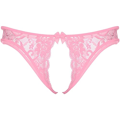 DRHOM Men's Crossdresser Floral Lace Sissy G-StringThong Tanga Hollow Out Low Waist Knickers Briefs Panties