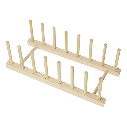 Milageto 8/16 Spools Wood Sewing Thread Rack Embroidery Storage Organizer Holder - Large