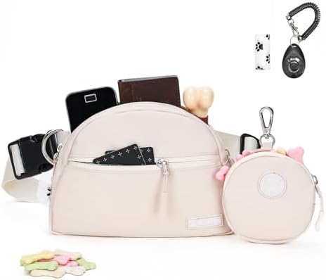 Dog Treat Pouch Pet Training Walking Fanny Pack with Built-in Poo...