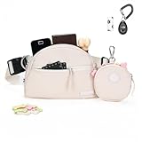 WINPAWS Dog Treat Pouch Pet Training Walking Fanny Pack with Built-in Poop Bag Dispenser & Waste Bag Holder | Stylish Puppy Training Essentials Supplies | Free Dog Clicker (Cream)