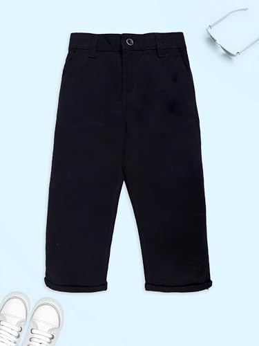Image of KiddoPanti Boys 100% Cotton Twill Chinos Pant | Comfortable Regular Fit | 2 Side Pocket, 2 Back Pocket | Ankle Length | Back Elasticated Waistband with Button Zip Open Fly