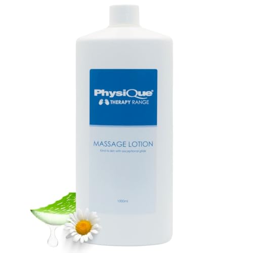 Physique Massage Lotion 1000ml - Lightly Oiled Non-Greasy Enriched with Aloe Vera Camomile & Vitamin E for Sports Spa Physiotherapy and Deep Tissue Massage - Dermatologically Tested