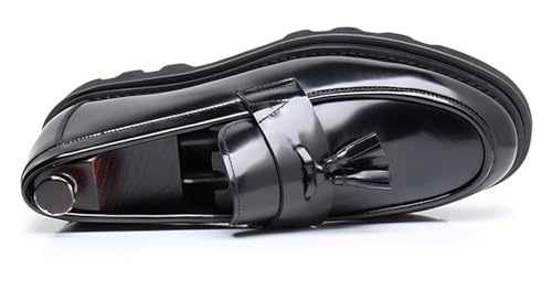 Santimon Men's Slip-On Tassel Loafers - Patent Leather Dress Shoes for Casual, Business, Wedding & Prom - Modern Penny Loafers for Suits & Tuxedos3