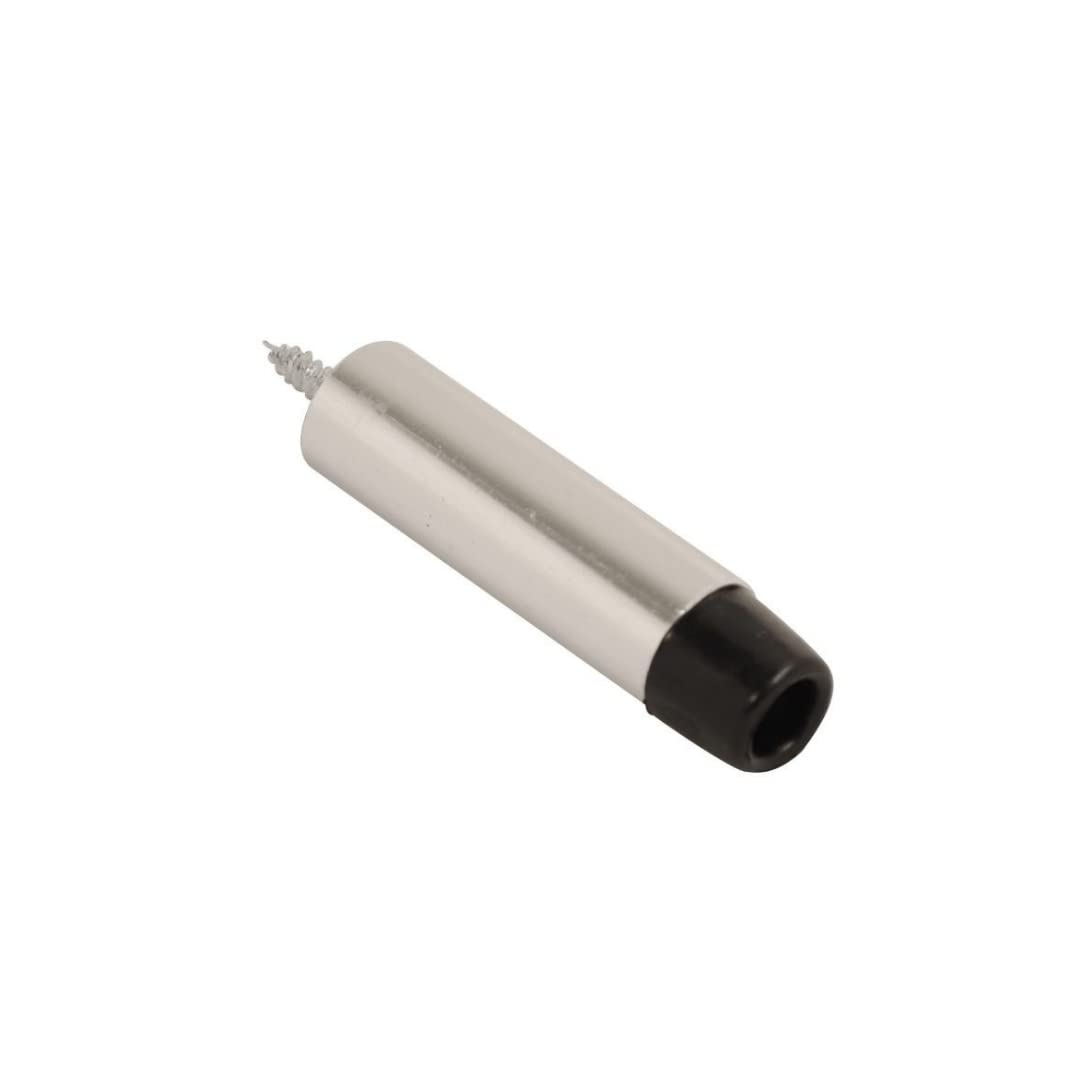 Vibe Door Stop Secret Fix 75mm on Bright Anodised Aluminium, Door Stopper, Rubber Ring to Protect Door, Walls, and Skirting for Internal Use