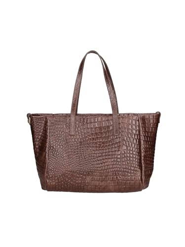Shoulder bag,women,One-size Gave Lux Borsa a Spalla Donna Vera Pelle Stampa Coccodrillo Marrone Scuro Uso Quotidiano Elegante