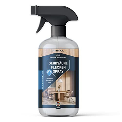 Atripol Gerbsäureflecken Spray 500ml für unbehandelte, geölte & gewachste Holzoberflächen I Gerbsäurefleckenspray für Parkett oder Eiche I Holz Fleckenentferner